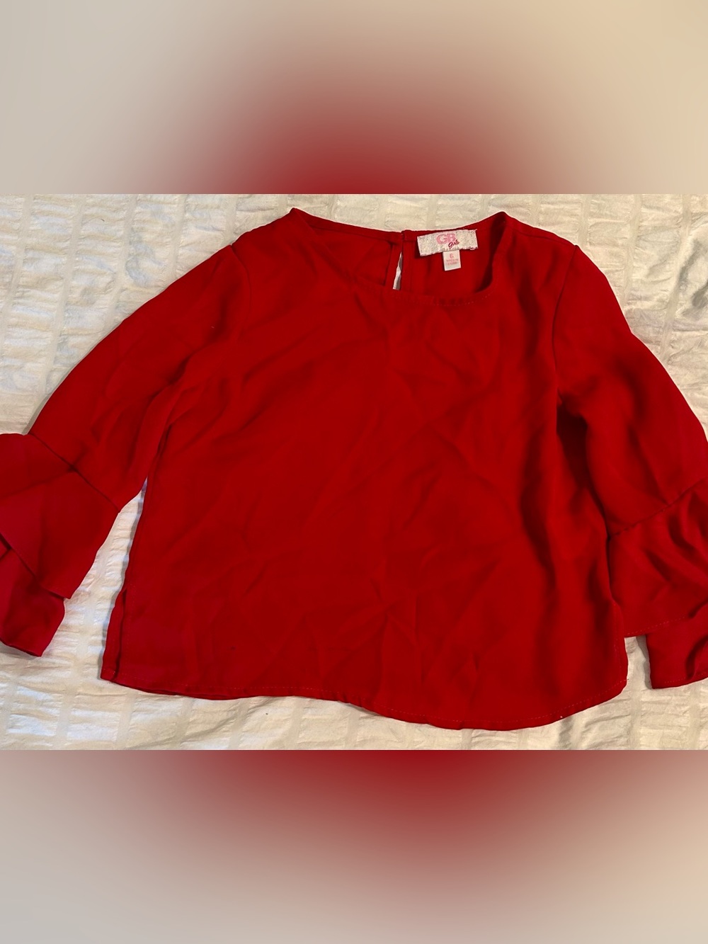 GB girls Red Ruffle Sleeve Blouse